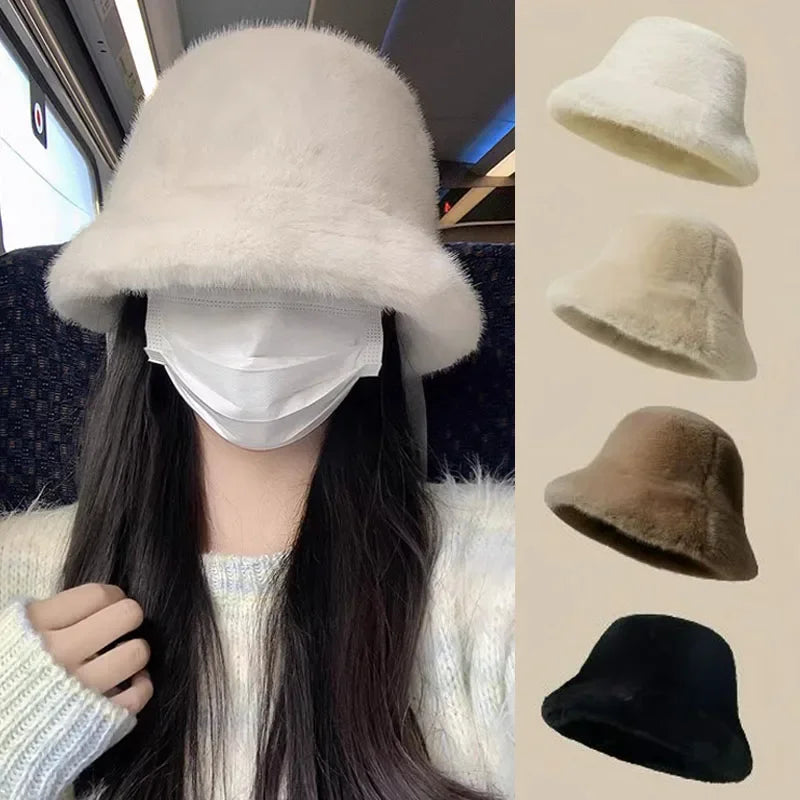 Fluffy Faux Fur Winter Bucket Hat