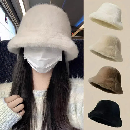 Fluffy Faux Fur Winter Bucket Hat
