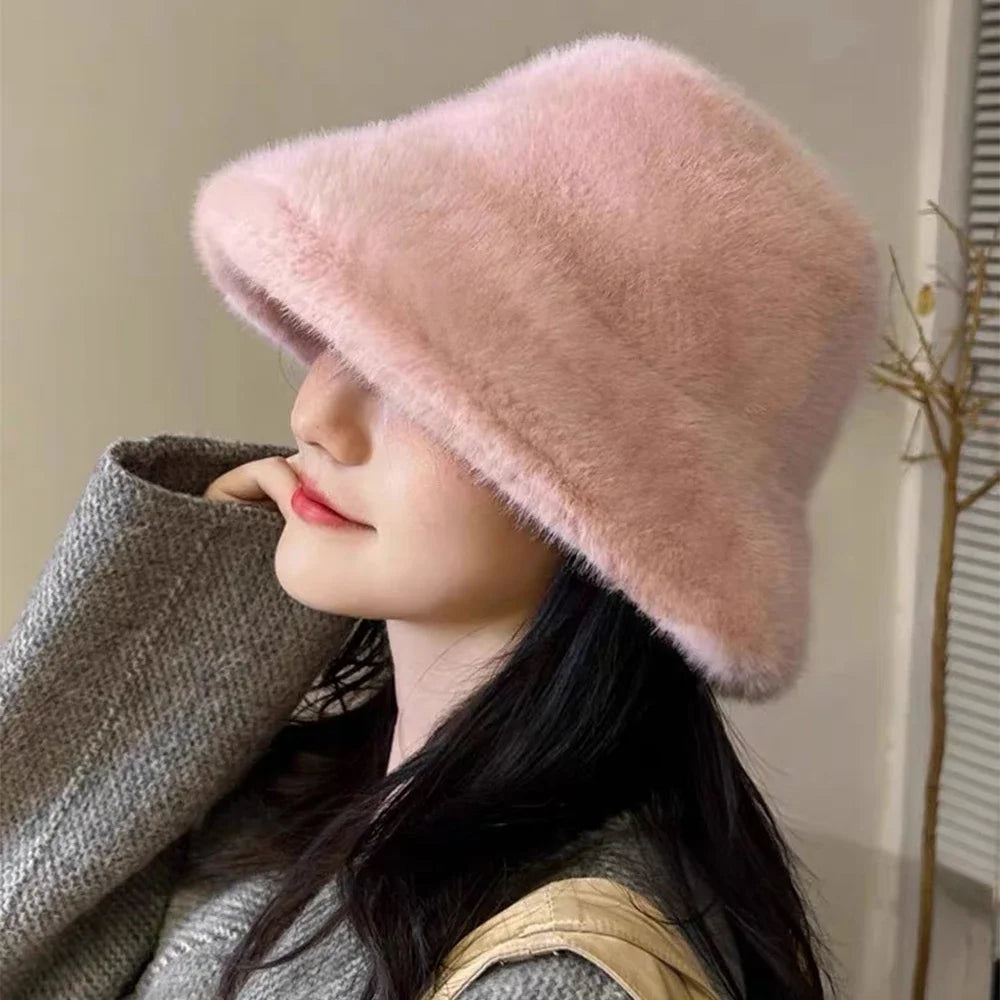 Fluffy Faux Fur Winter Bucket Hat