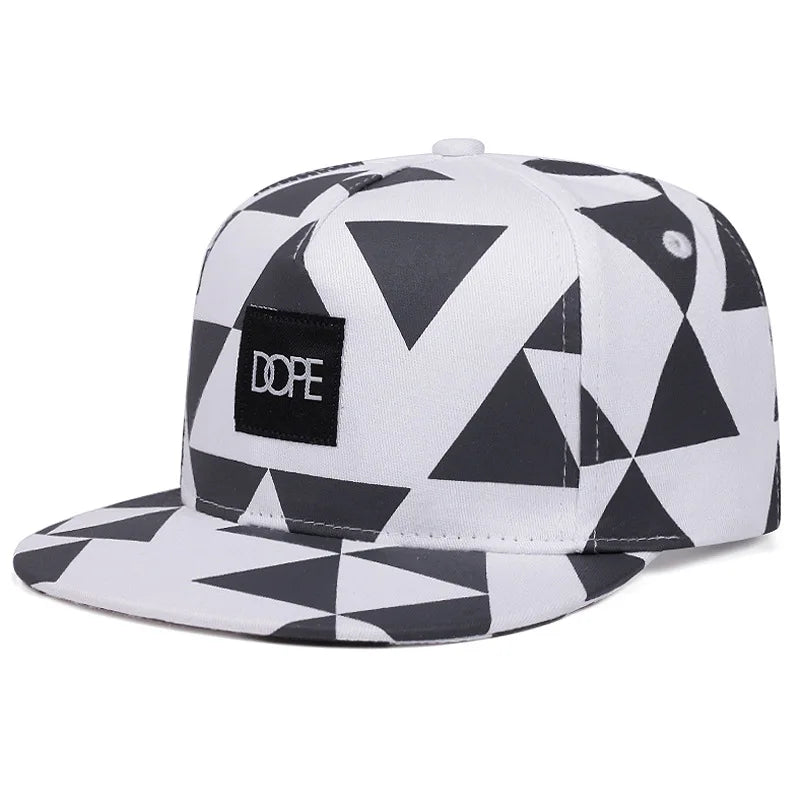 Black White Grid Snapback Hat Unisex