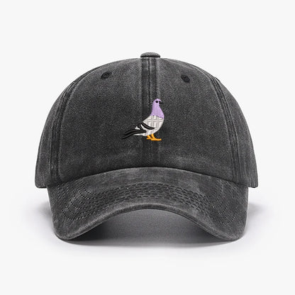Embroidered Pigeon Vintage Washed Spring Baseball Cap