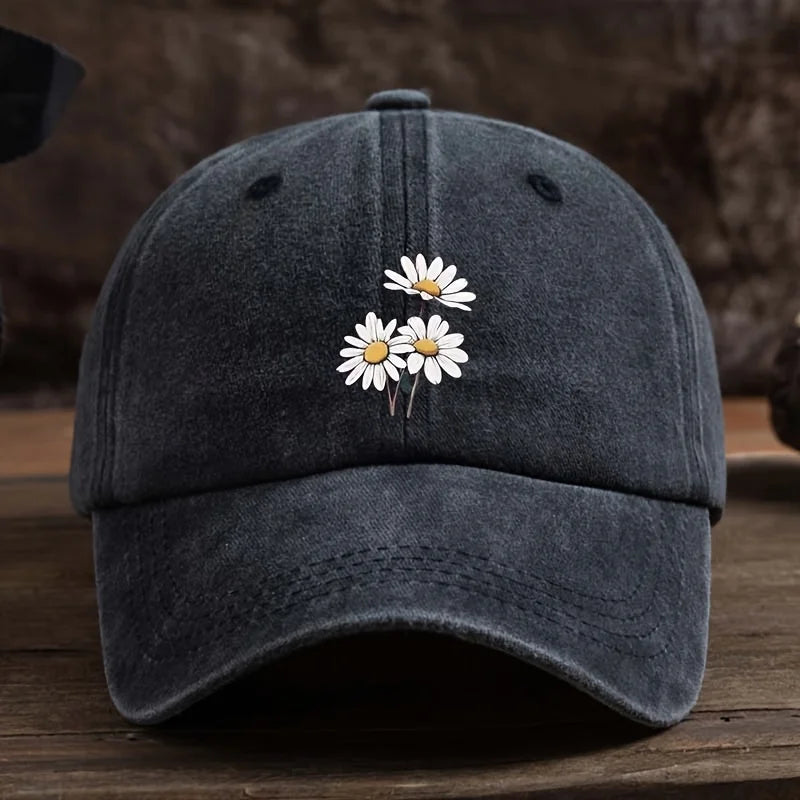 Unisex Daisy Print Duckbill Cap