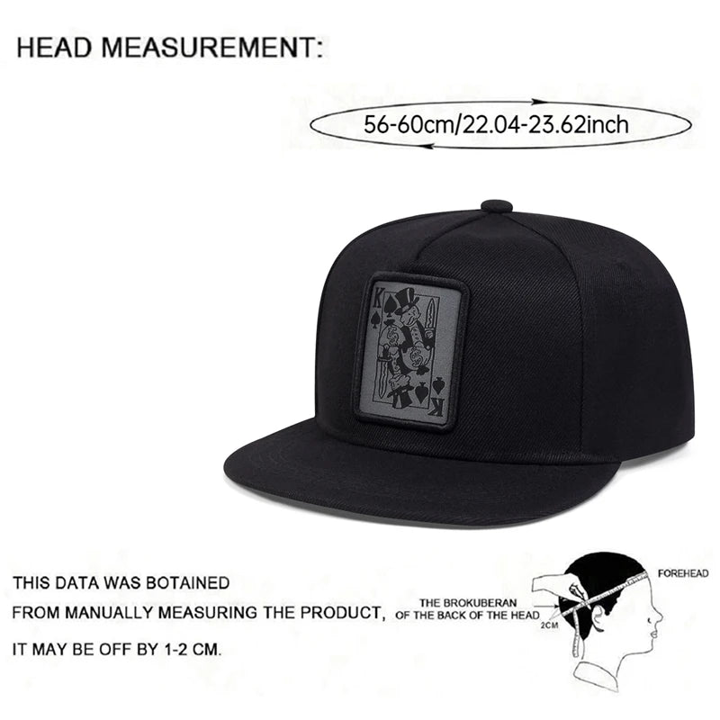 Unisex Poker K Embroidered Flat Brim Baseball Cap