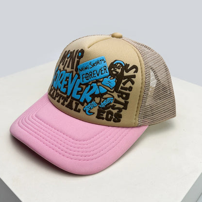American Graffiti Letter Colorblock Trucker Baseball Cap