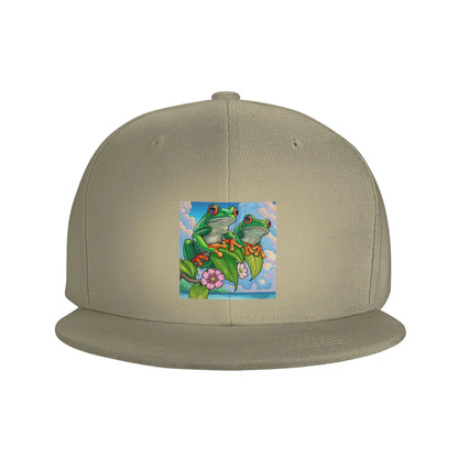 Cartoon Jungle Frogs Pattern Breathable Snapback Cap