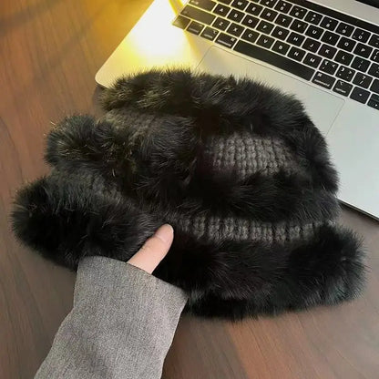 Faux Mink Plush Winter Korean Bucket Hat