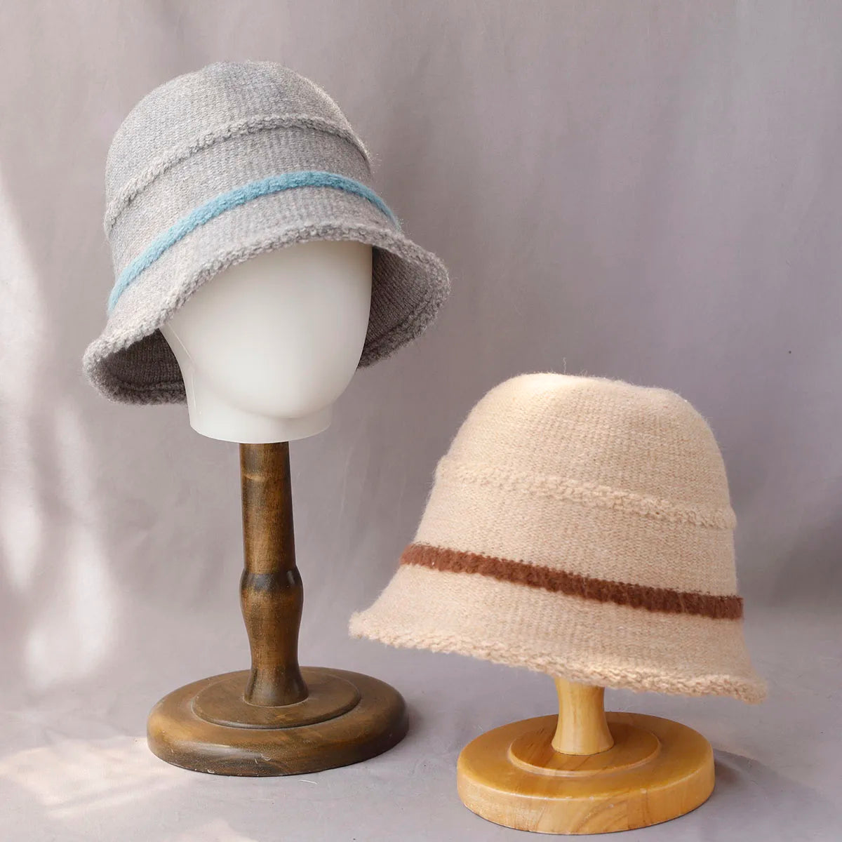 Striped Wool Knitted Bucket Hat