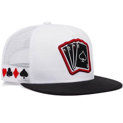 Poker A Four Flat-Brim Mesh Snapback