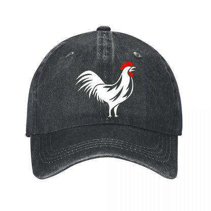 Vintage Rooster Washed Cotton Adjustable Baseball Cap