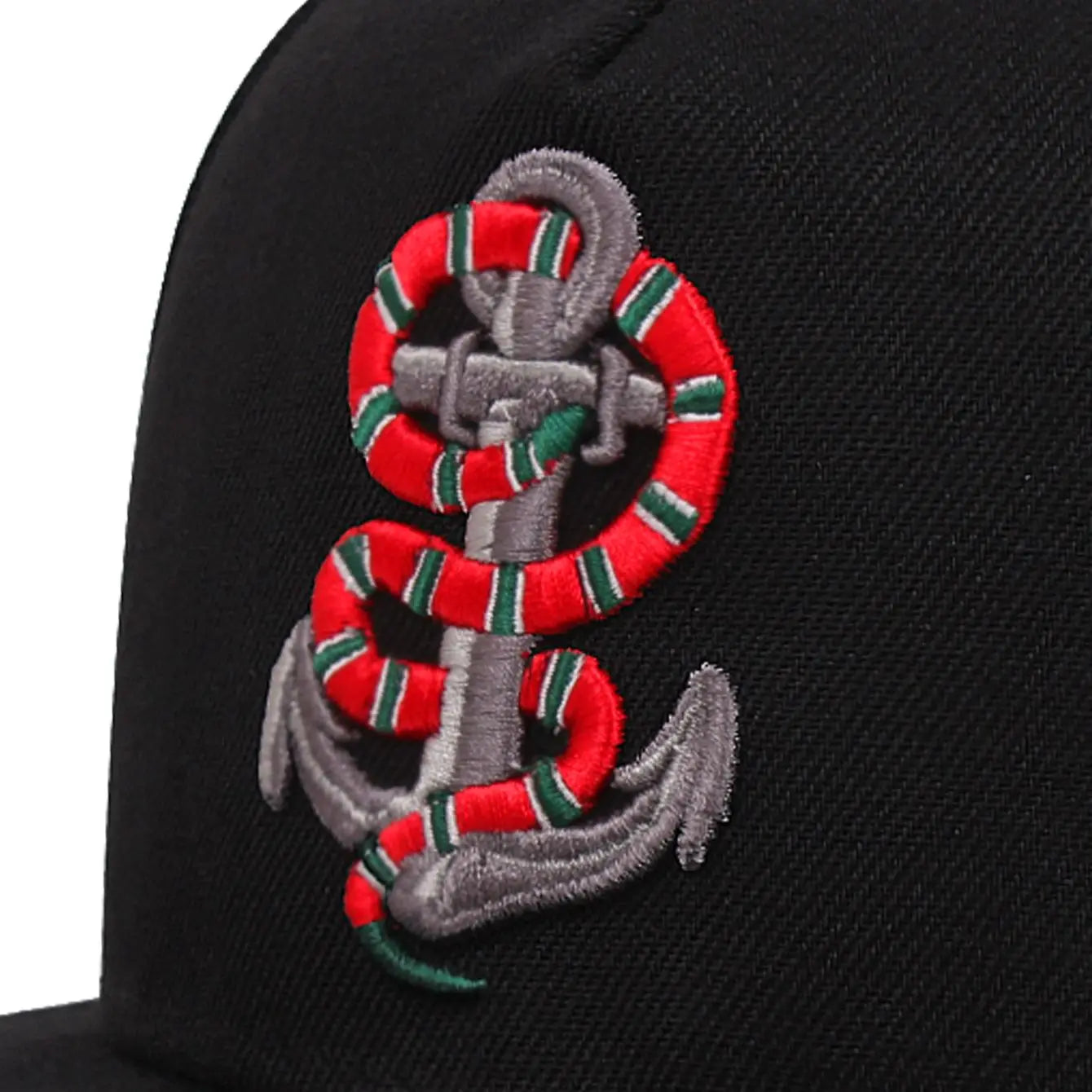 Anchor Snake Embroidery Baseball Cap Unisex