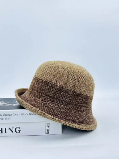 Elegant Curled Top Knitted Bucket Hat