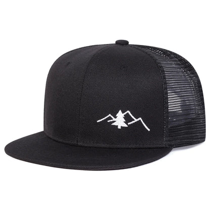 Unisex Mountain Tree Embroidery Hip-hop Net Hats