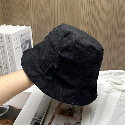 Korean Corduroy Warm Elastic Bucket Hat With Back Slit