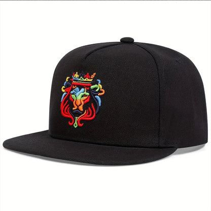 Unisex Lion Embroidered Cotton Hip Hop Snapback Cap