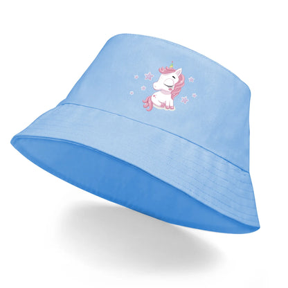 Pink Cartoon Unicorn Print Trendy Bucket Hat