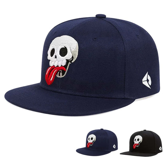 Unisex Skeleton Embroidery Snapback Cap
