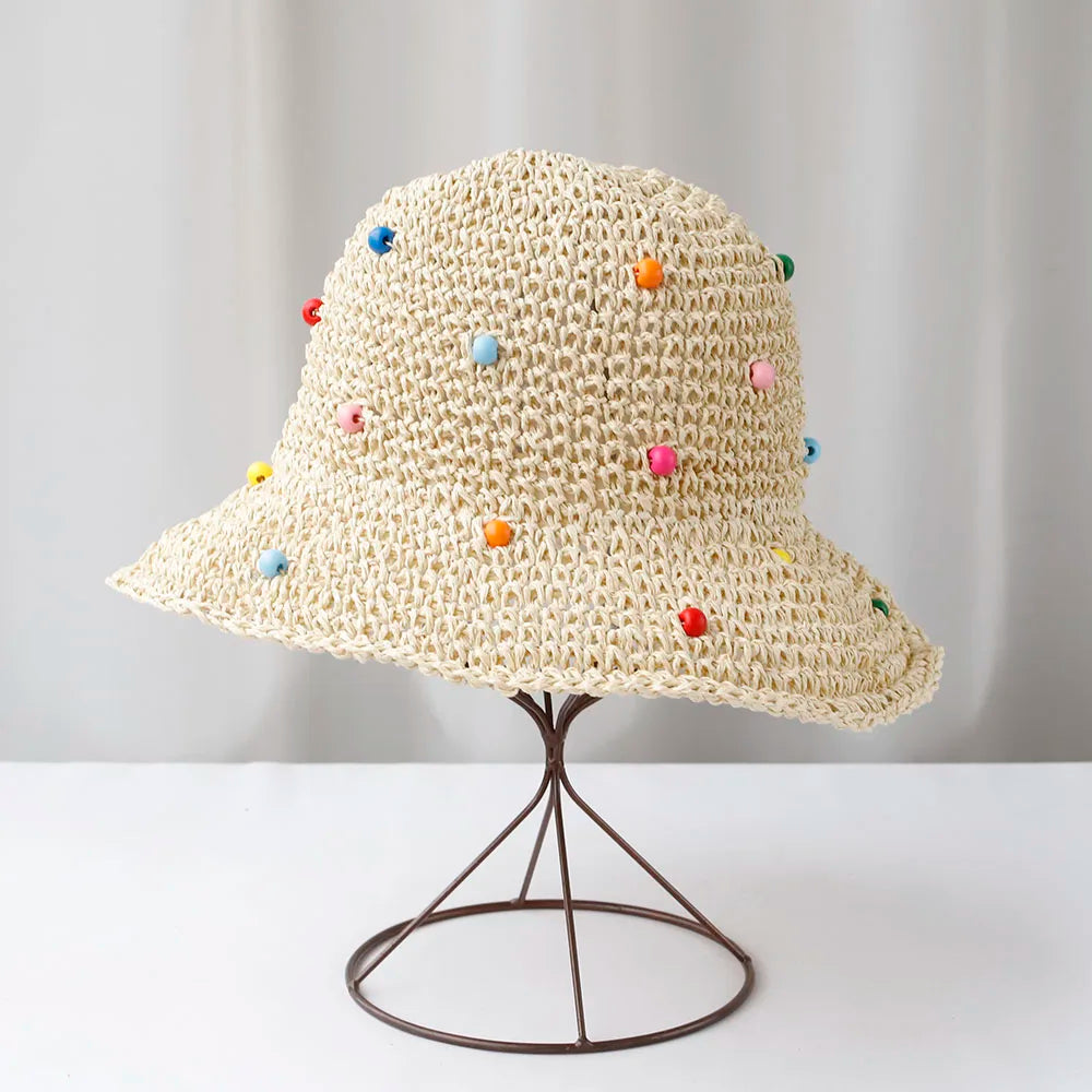 Y2K Womens Wide Large Brim Straw Bucket Hat