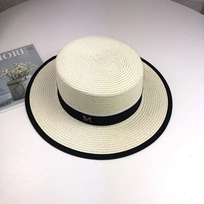 Women Flat Top Straw Sun Hat