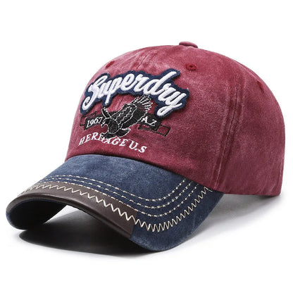 Sporty Cotton Washed Original Black Letter Embroidery Baseball Cap