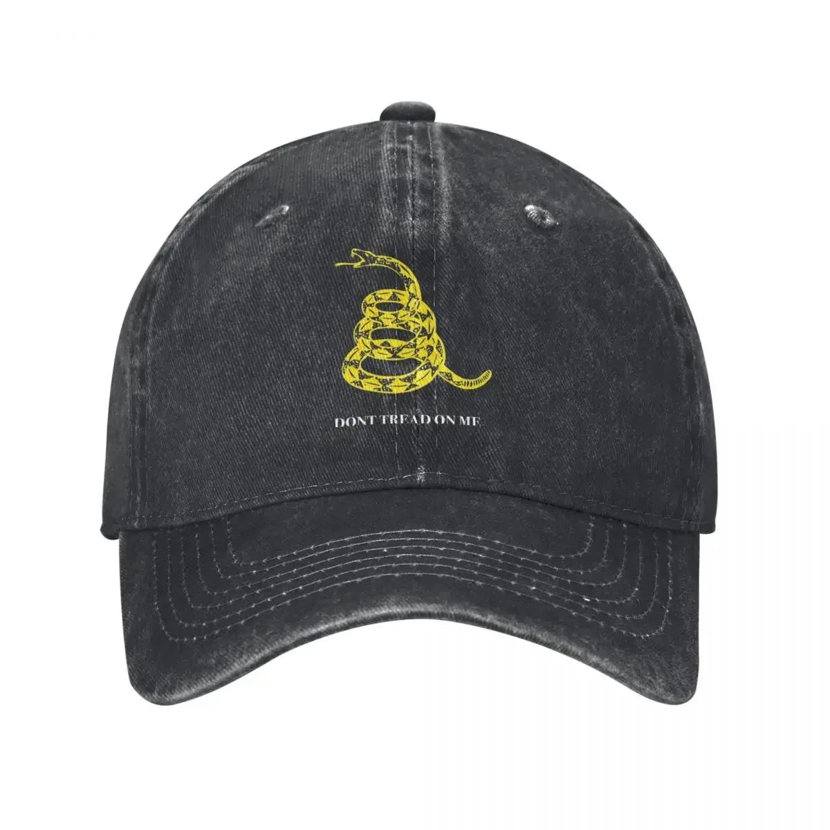 Gadsden Flag Yellow Libertarian Denim Snapback Cap