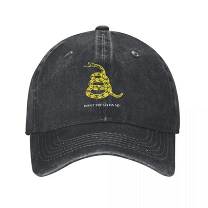 Gadsden Flag Yellow Libertarian Denim Snapback Cap