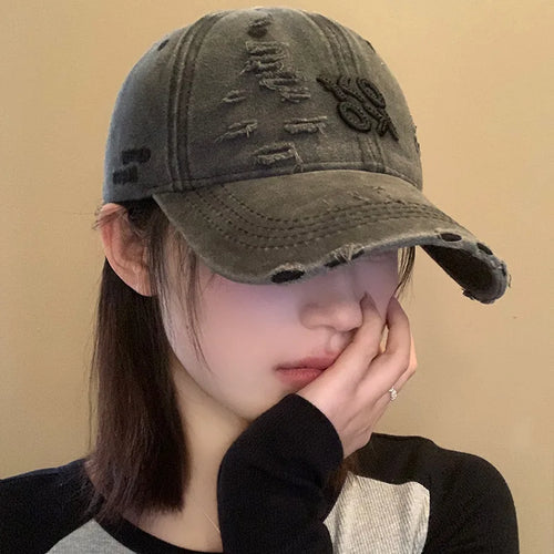 Retro Washed Letter Embroidered Baseball Cap
