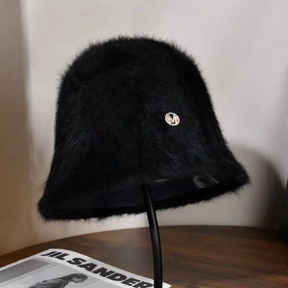 Cute Fleece Solid Color Winter Bucket Hat