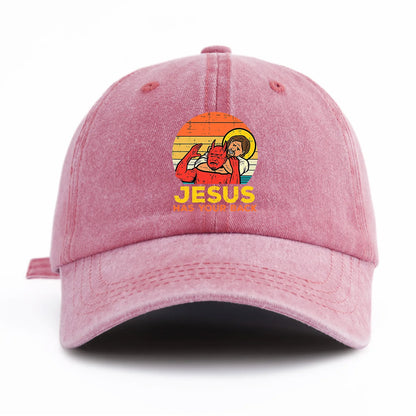 Jesus Has U Back Washed Retro Baseball Cap