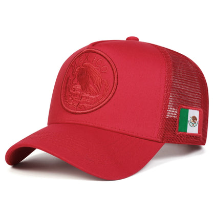 Unisex Mexican Flag Embroidered Mesh Baseball Cap