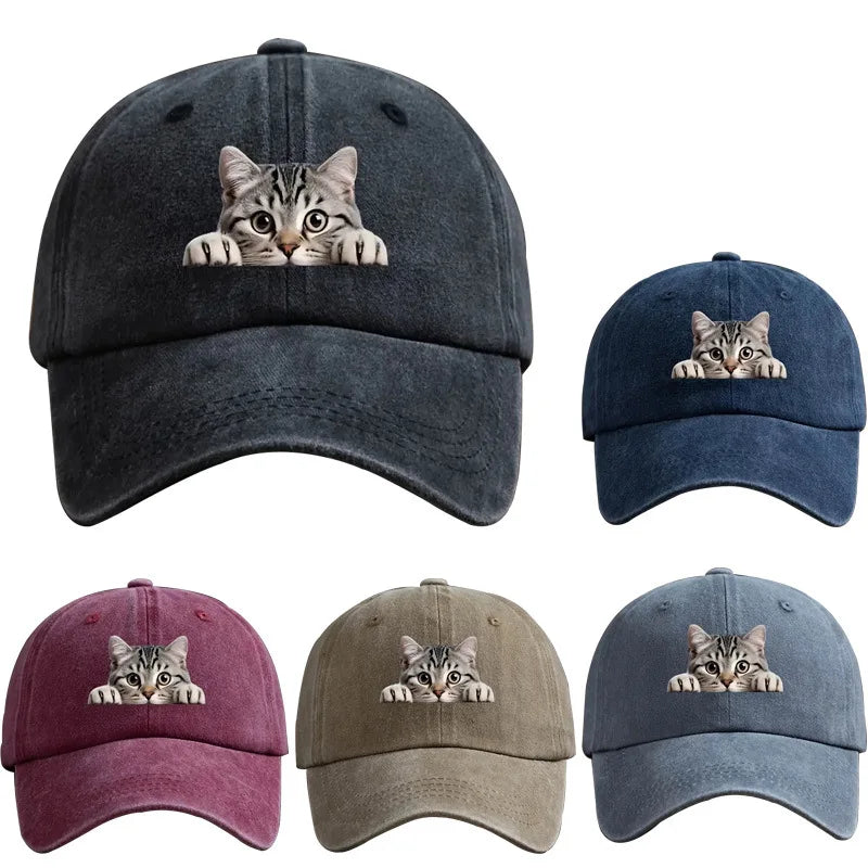 Washed Cotton Denim 3D Print Baseball Cap