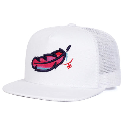 Unisex Colorful Feather Embroidery Hip-hop Net Hats