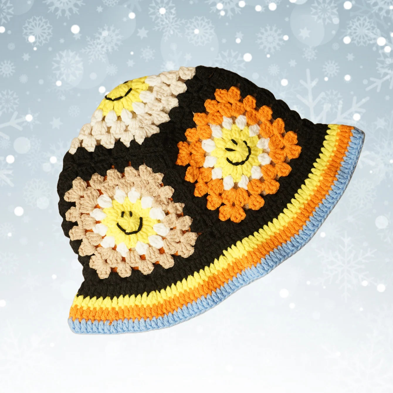 Handmade Smile Crochet Boho Winter Bucket Hat