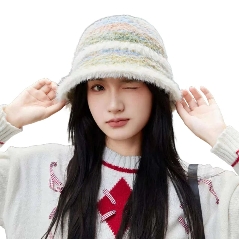 Gradient Plush Earflap Winter Bucket Hat
