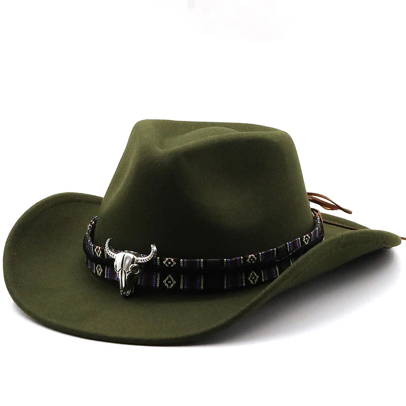 Retro Western Wool Jazz Style Bucket Hat