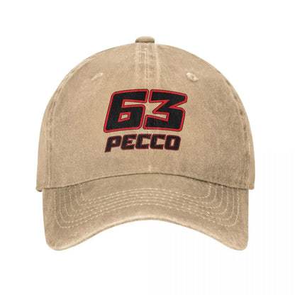Pecco Bagnaia 63 Distressed Cotton Snapback Baseball Hat