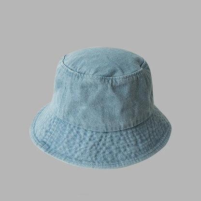 Retro Washed Denim Wide Brim Bucket Hat