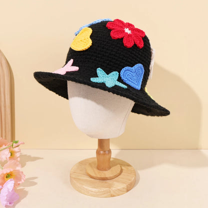 Vintage Flower Knitted Hollow Bucket Hat