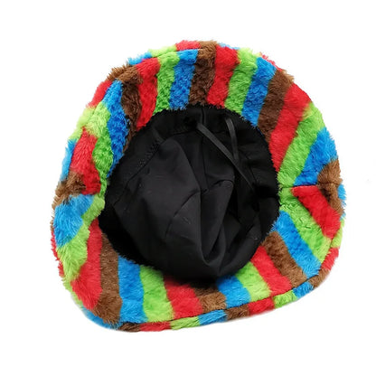 Plush Rainbow Rabbit Bucket Hat