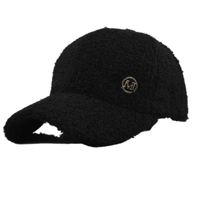 M Label Lamb Wool Baseball Cap