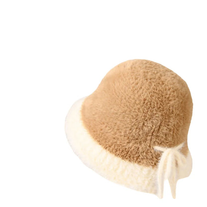 Korean Fluffy Thickened Winter Ear-Protection Plush Bucket Hat