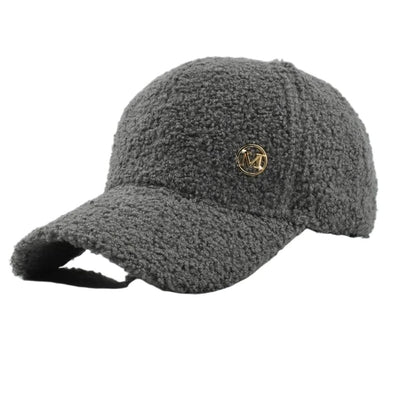 M Label Lamb Wool Baseball Cap