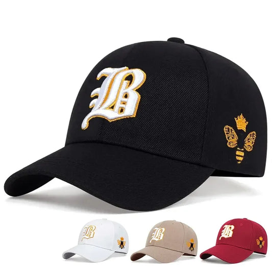 Unisex Gothic Letter Side Bee Embroidery Baseball Caps