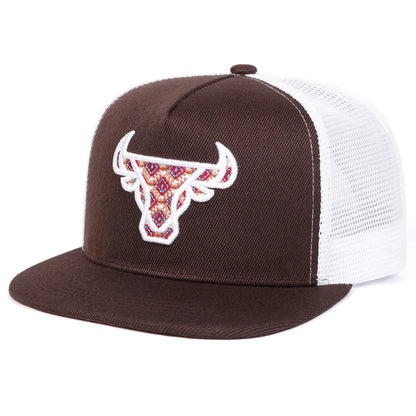 Unisex Ox Head Embroidery Hip-hop Net Hats