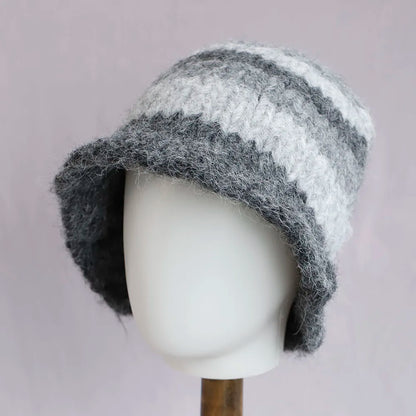 Korean Crochet Flower Winter Bucket Hat