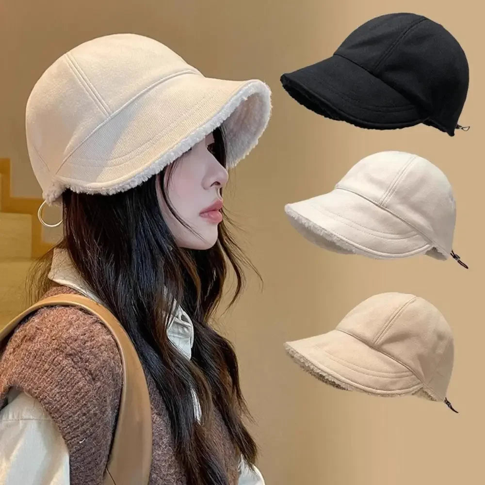 Plush Thickened Winter Women Bucket Hat