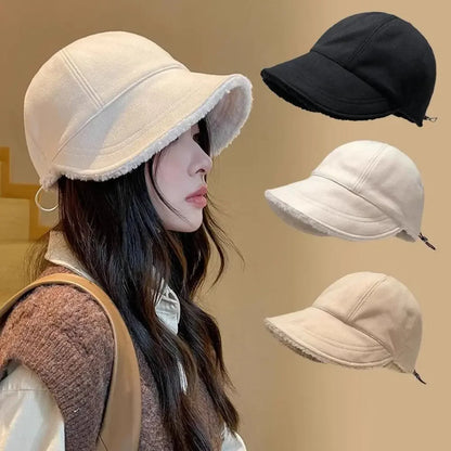 Plush Thickened Winter Women Bucket Hat