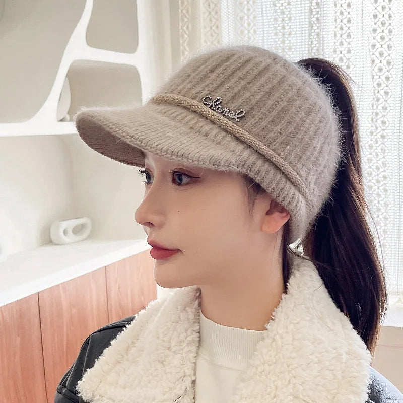 Knitted Velvet Lined Winter Baseball Cap