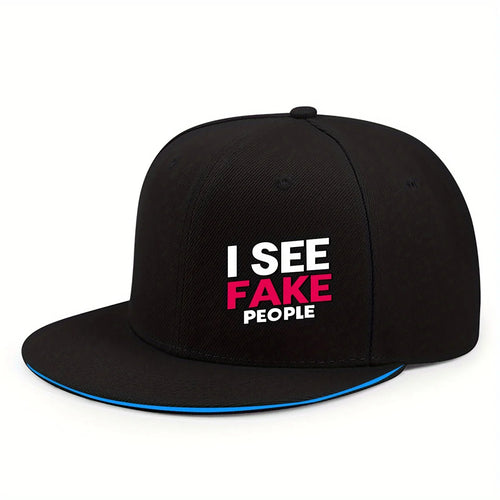 ISEE FAKE PEOPLE Printed Flat Brim Hip Hop Baseball Hat