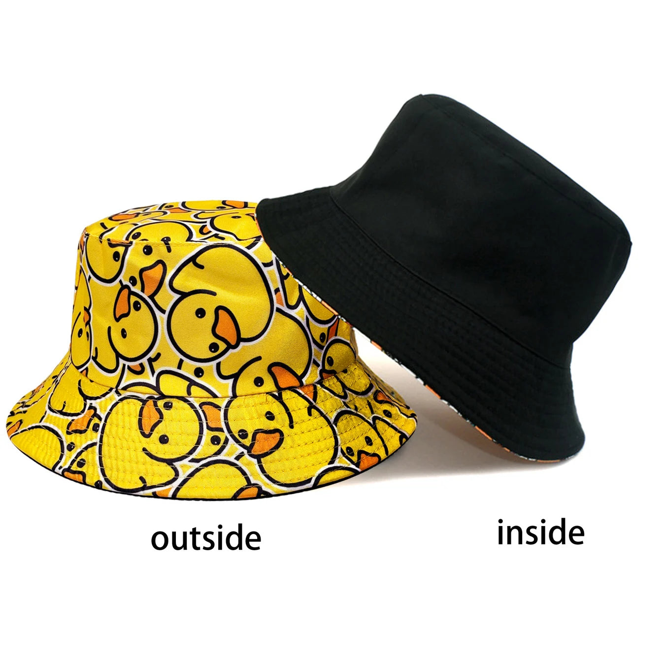 Reversible Cartoon Print Duck Bucket Hat Unisex