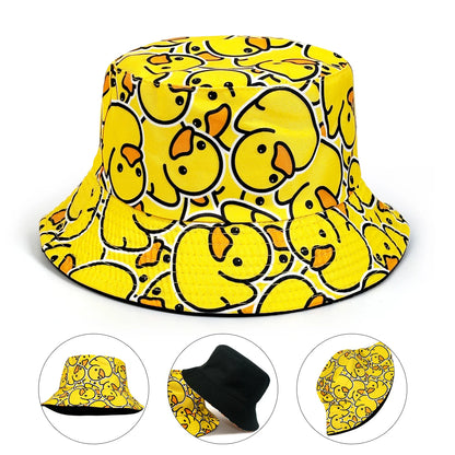 Reversible Cartoon Print Duck Bucket Hat Unisex